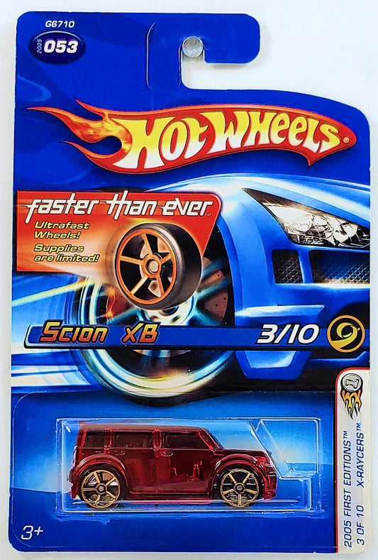 Hot Wheels 2005 - Collector # 053/183 - First Editions X-Raycers 3/10 - Scion xB - Transparent Red - Faster Than Ever