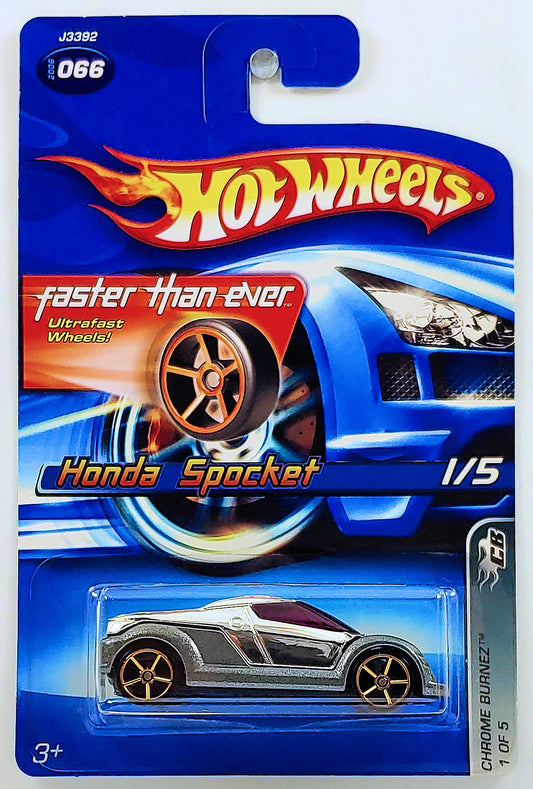 Hot Wheels 2006 - Collector # 066/223 - Chrome Burnerz 1/5 - Faster Than Ever - Honda Spocket - Chrome - FTE Wheels