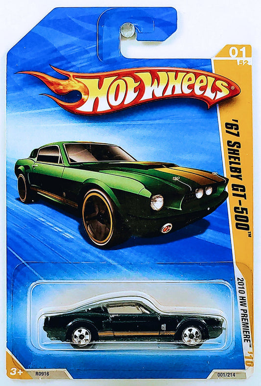 Hot Wheels 2010 - Collector # 001/214 - HW Premiere 14/52 - '67 Shelby GT-500 - Metalflake Dark Green - IC