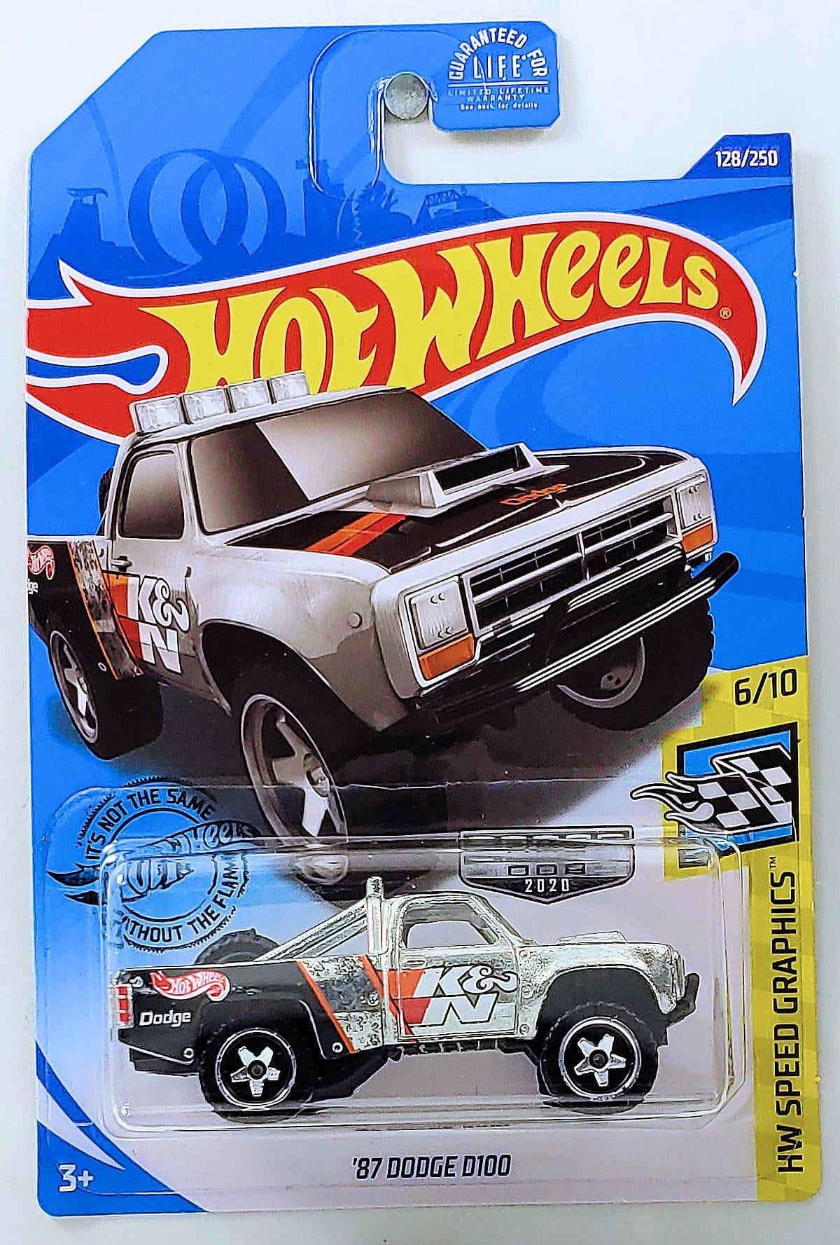 Hot Wheels 2020 - Collector # 128/250 - HW Speed Graphics 6/10 - ZAMAC 008 - '87 Dodge D100 - ZAMAC / K&N Filters - USA Card - Walmart Exclusive