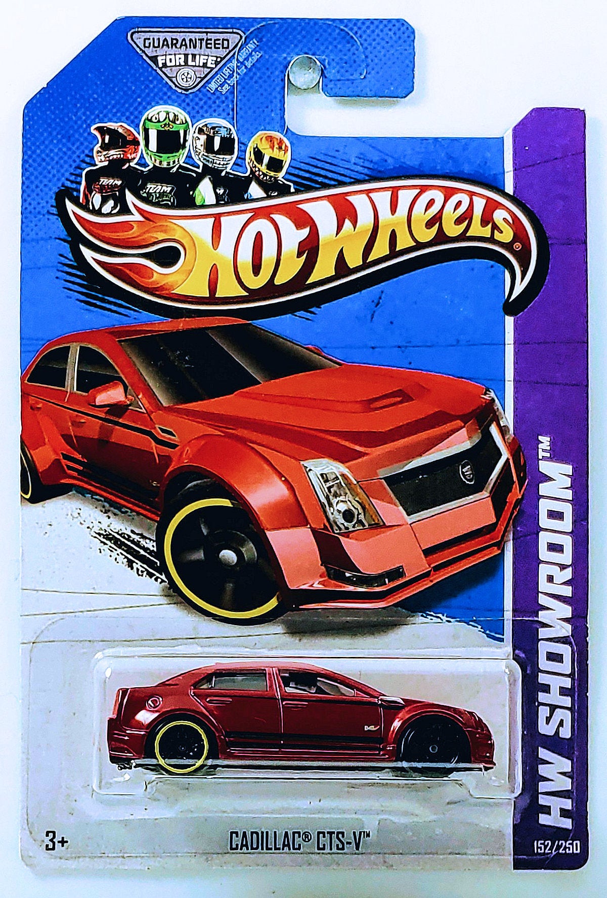 Hot Wheels 2013 - Collector # 152/250 - HW Showroom / Asphalt Assault - Cadillac CTS-V - Red - Front Wheel ERROR, No Yellow Ring