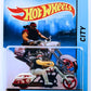 Hot Wheels 2015 - Motor Cycles # X2084 - Bad Bagger - White - City Card - Cool Bearded Long Hair Pony Tailed Biker Figure