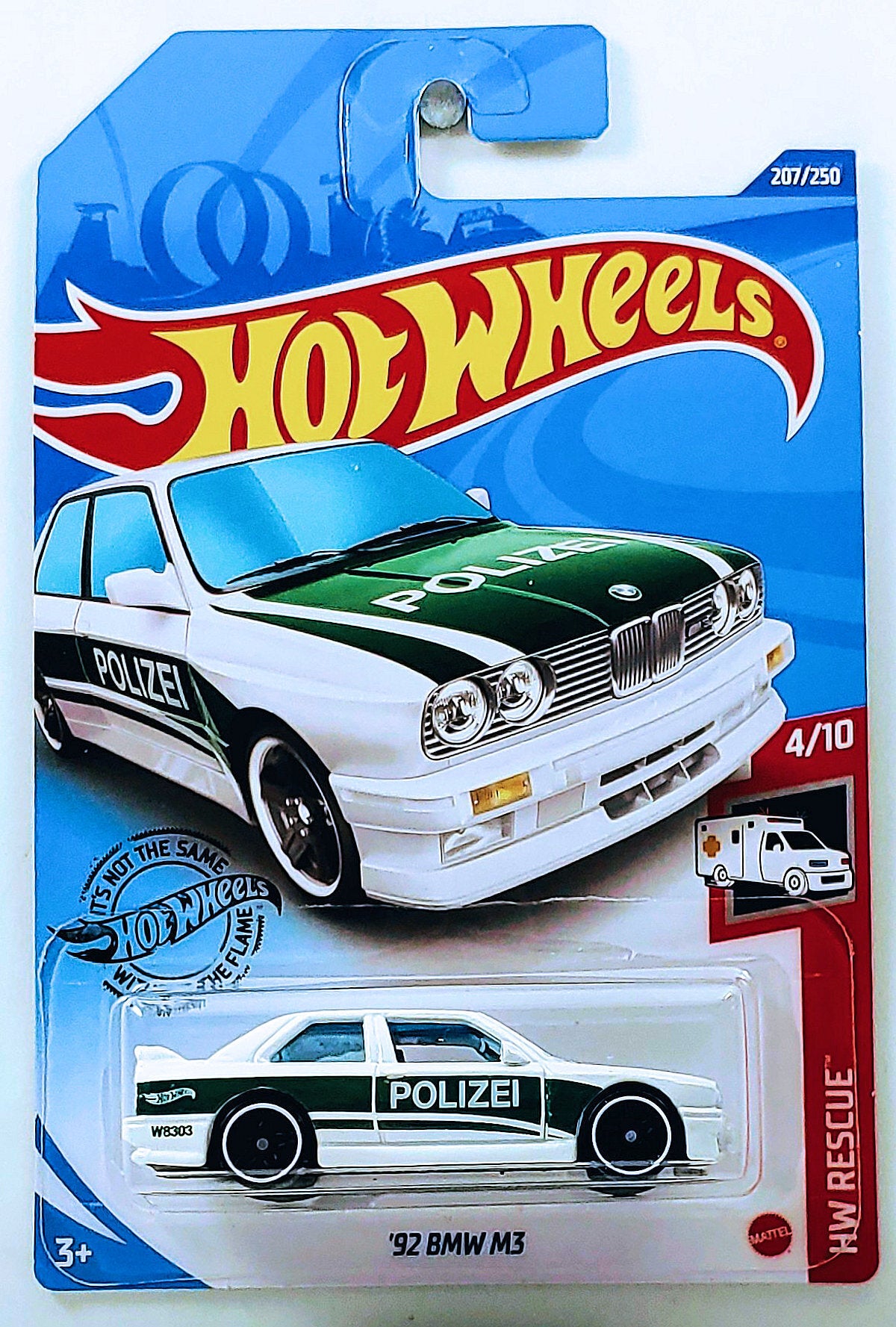 Hot Wheels 2020 - Collector # 207/250 - HW Rescue 4/10 - '92 BMW M-3 - White / Polizei - IC
