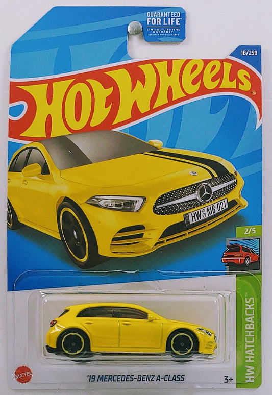 Hot Wheels 2022 - Collector # 018/250 - HW Hatchbacks 2/5 - '19 Mercedes Benz A Class - Metalflake Yellow - USA