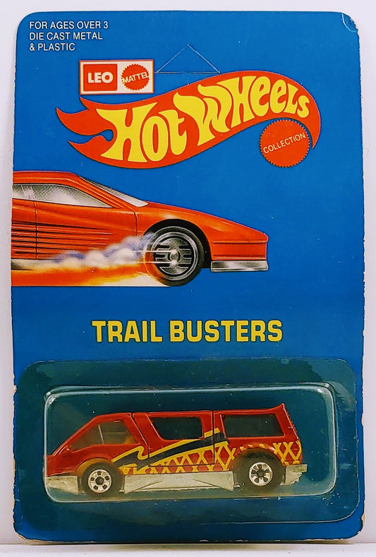 Hot Wheels 1984 - Leo Mattel - Trailbusters - Dream Van - Purple - BW Wheels - Designed by Larry Wood - Made in India - Unpunched Blister Card