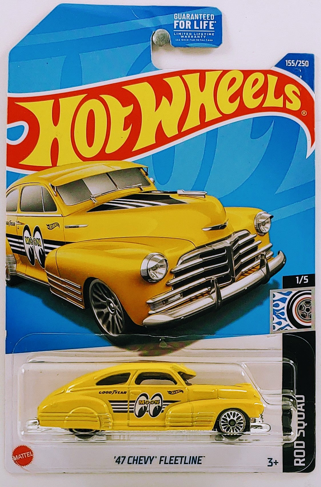 Hot Wheels 2022 - Collector # 155/250 - Rod Squad 1/5 - '47 Chevy Fleetline - Yellow / Mooneyes
