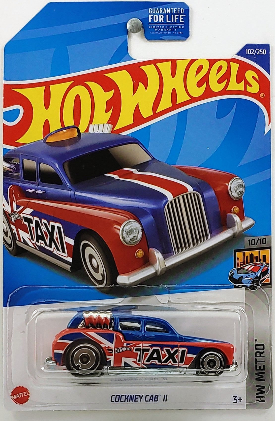 Hot Wheels 2022 - Collector # 102/250 - HW Metro 10/10 - Cockney Cab II - Blue & Red / Union Jack Taxi - USA