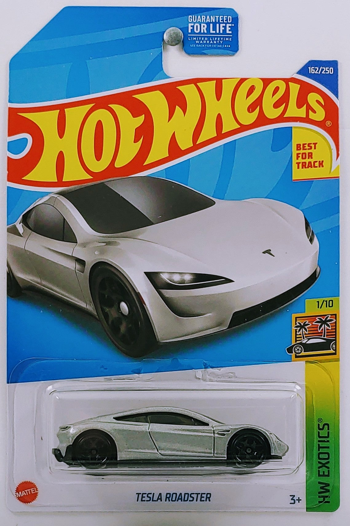 Hot Wheels 2022 - Collector # 162/250 - HW Exotics 1/10 - Tesla Roadster - Silver