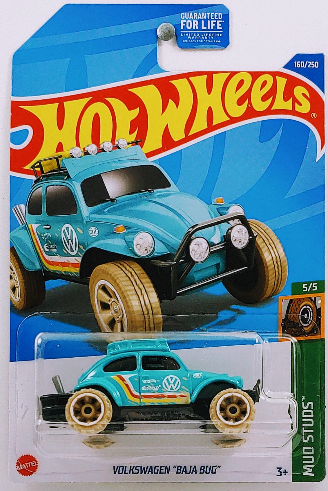 Hot Wheels 2022 - Collector # 160/250 - Mud Studs 5/5 - Volkswagen "Baja Bug" - Aqua - USA