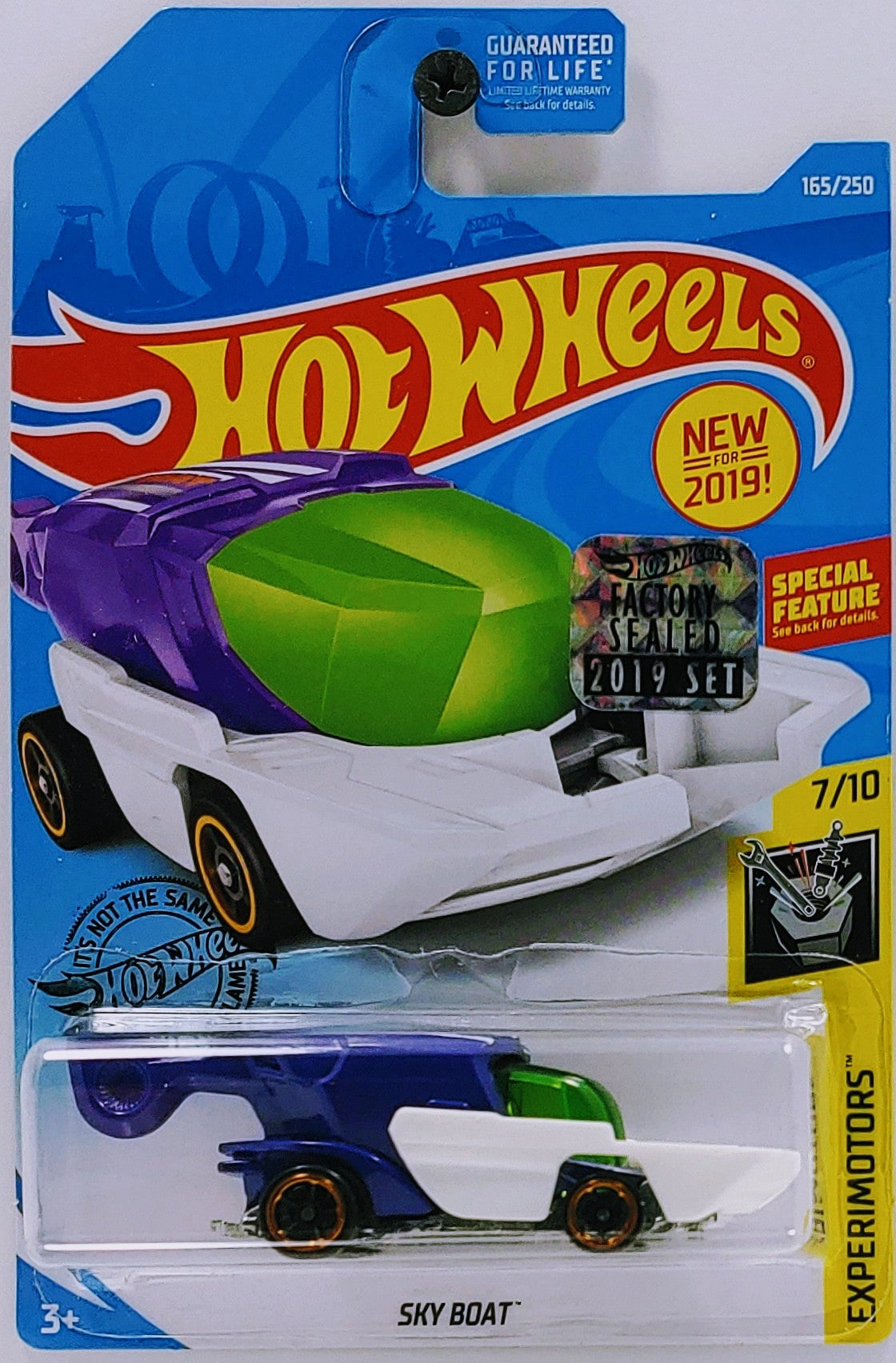 Hot Wheels 2019 - Collector # 165/250 - Experimotors 7/10 - New Models - Sky Boat - Purple & White - FSC