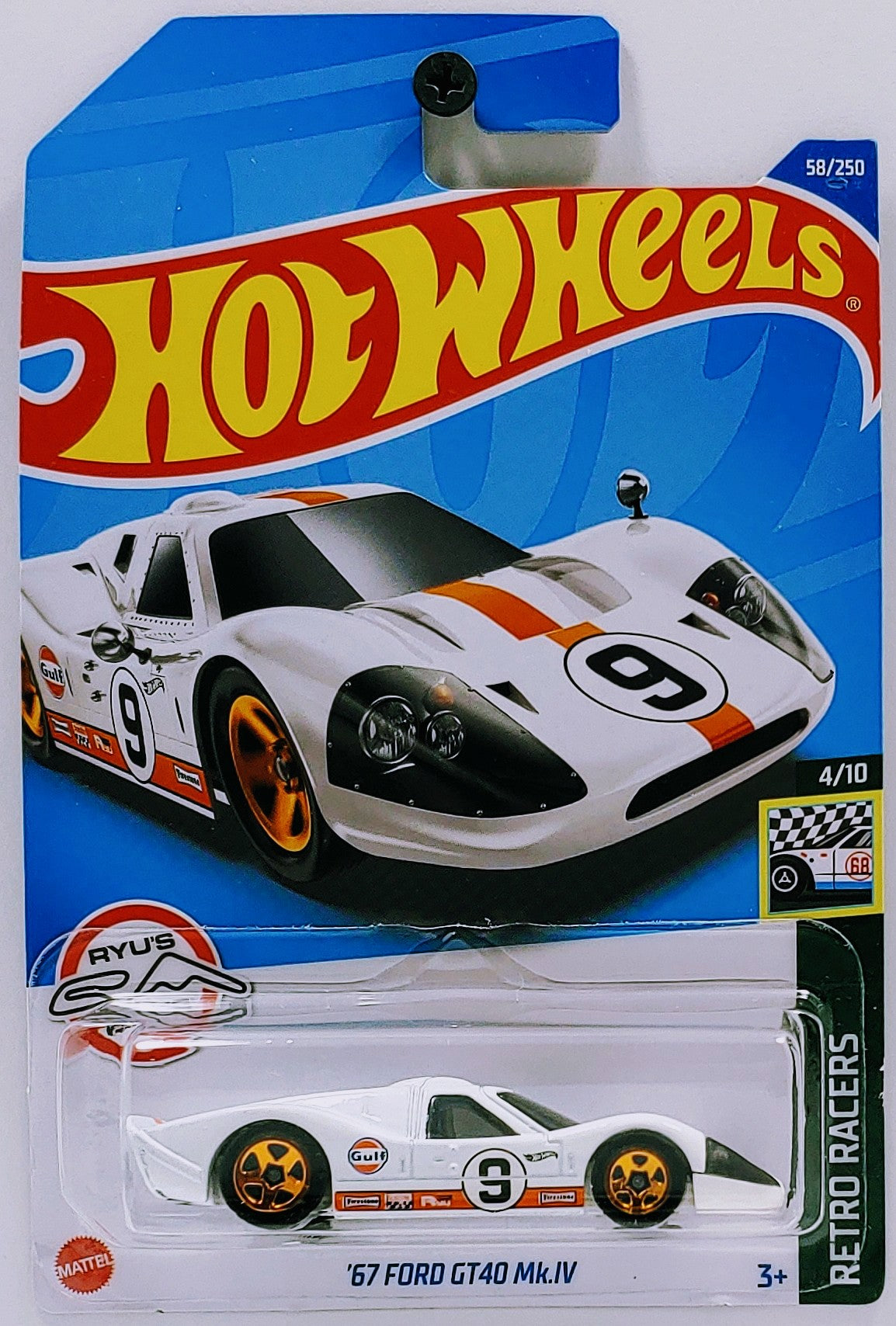 Hot Wheels 2022 - Collector # 058/250 - Retro Racers 4/10 - '67 Ford GT40 MkIV - White / Gulf Racing - IC