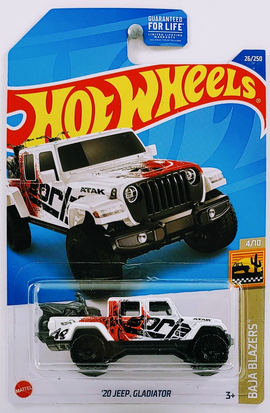 Hot Wheels 2022 - Collector # 026/250 - Baja Blazers 4/10 - '20 Jeep Gladiator - White / Borla