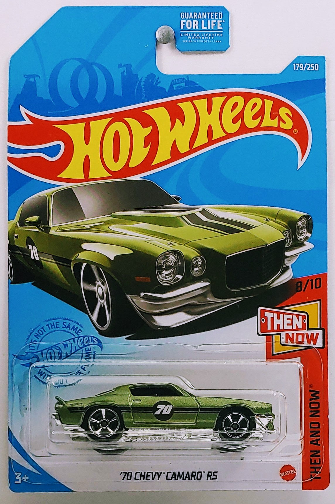 Hot Wheels 2021 - Collector # 179/250 - Then And Now 8/10 - '70 Chevy Camaro RS - Metallic Green - Walgreens Exclusive