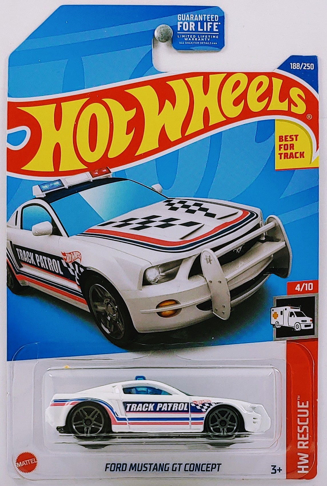 Hot Wheels 2022 - Collector # 188/250 - HW Rescue 4/10 - Ford Mustang GT Concept - White / Track Patrol