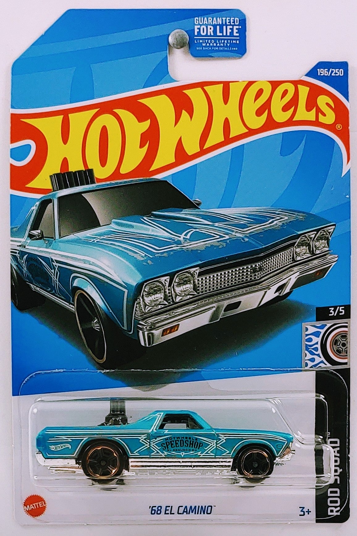 Hot Wheels 2022 - Collector # 196/250 - Rod Squad 3/5 - '68 El Camino - Blue - USA