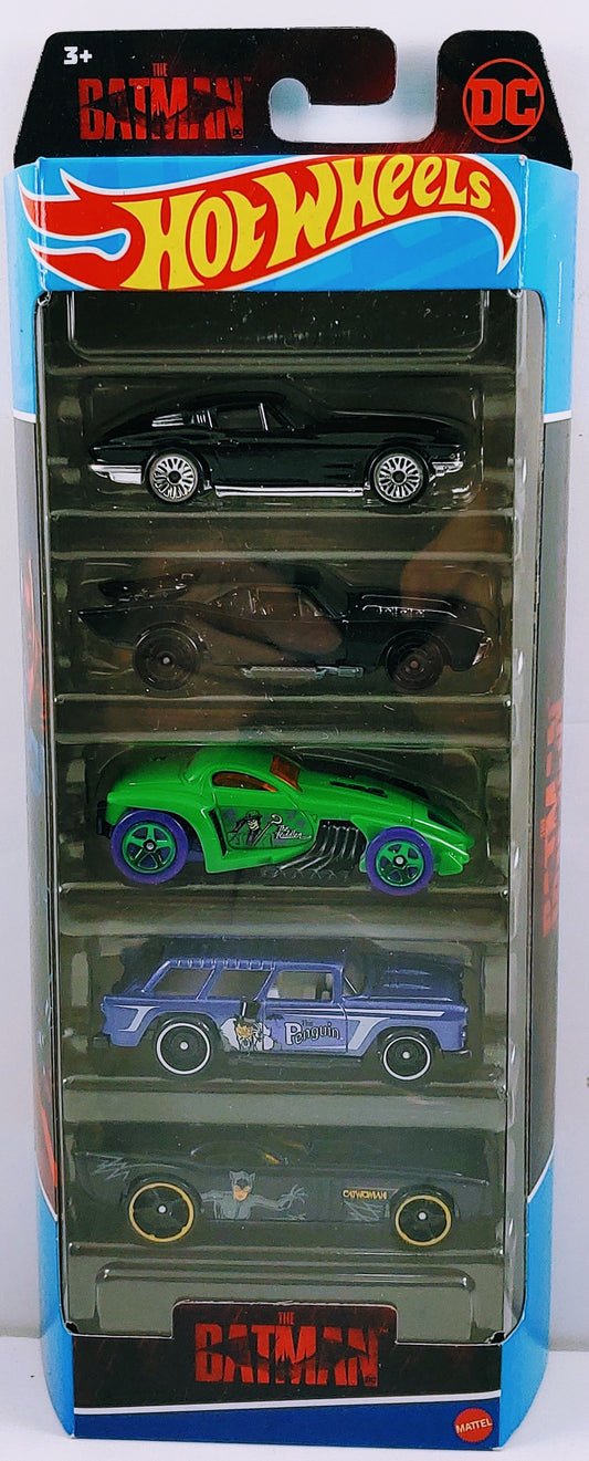 Hot Wheels 2022 - Gift Pack / 5 Pack - The Batman - '64 Corvette Sting Ray, Batmobile, Burl-Esque, Classic Nomad & The Gov'ner
