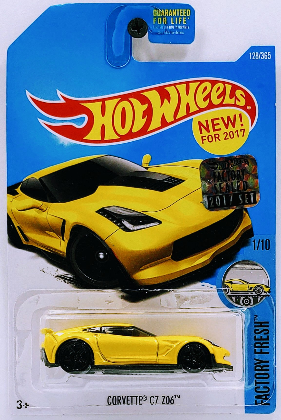 Hot Wheels 2017 - Collector # 128/365 - Factory Fresh 1/10 - New Models - Corvette C7 Z06 - Yellow - FSC