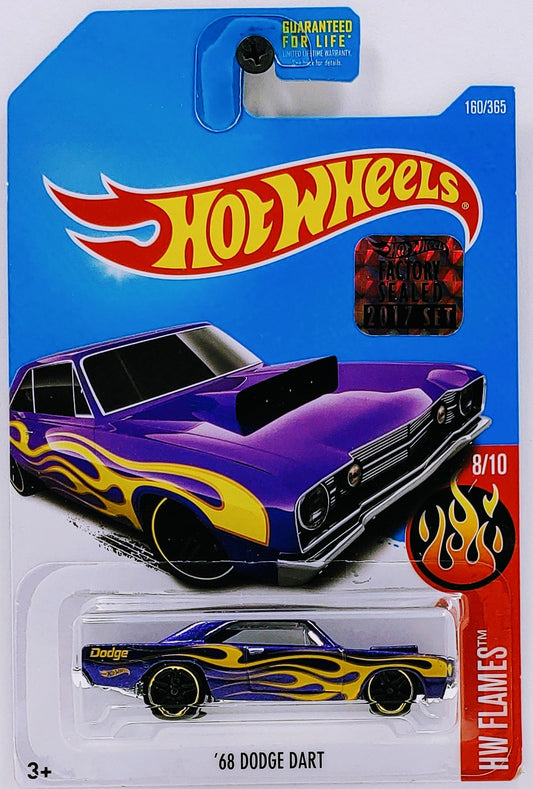 Hot Wheels 2017 - Collector # 160/365 - HW Flames 8/10 - '68 Dodge Dart - Metallic Purple - FSC