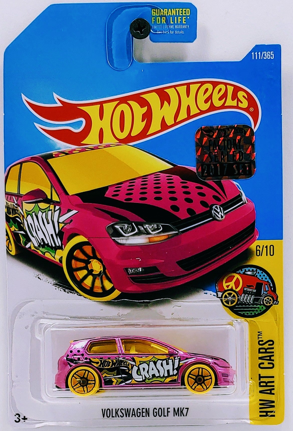 Hot Wheels 2017 - Collector # 111/365 - HW Art Cars 6/10 - Volkswagen Golf Mk7 - Pink - FSC