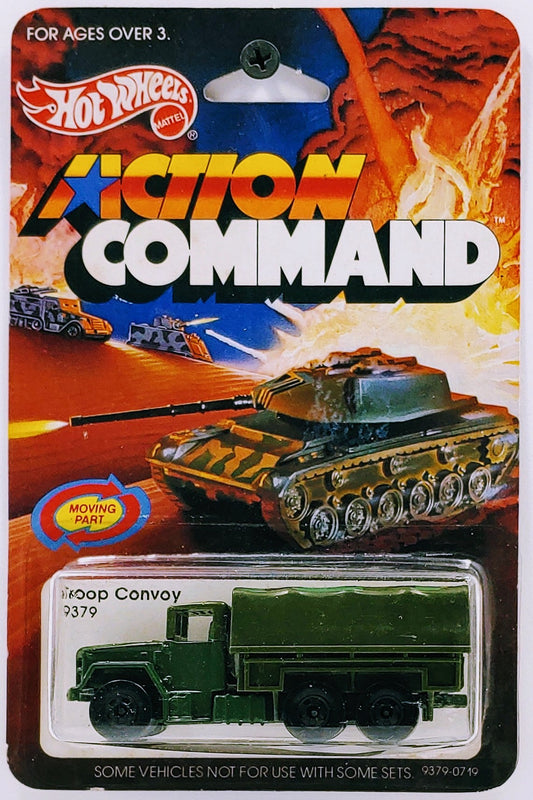 Hot Wheels 1985 - Action Command - Troop Convoy - Olive Drab - Black Basic Wheels