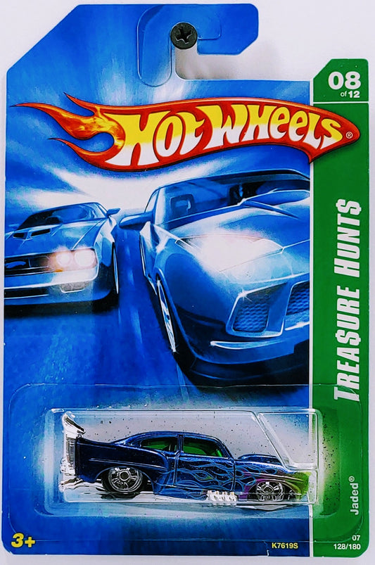 Hot Wheels 2007 - Collector # 128/180 - Super Treasure Hunts 08/12 - Jaded - Spectraflame Blue - Real Riders - USA Card