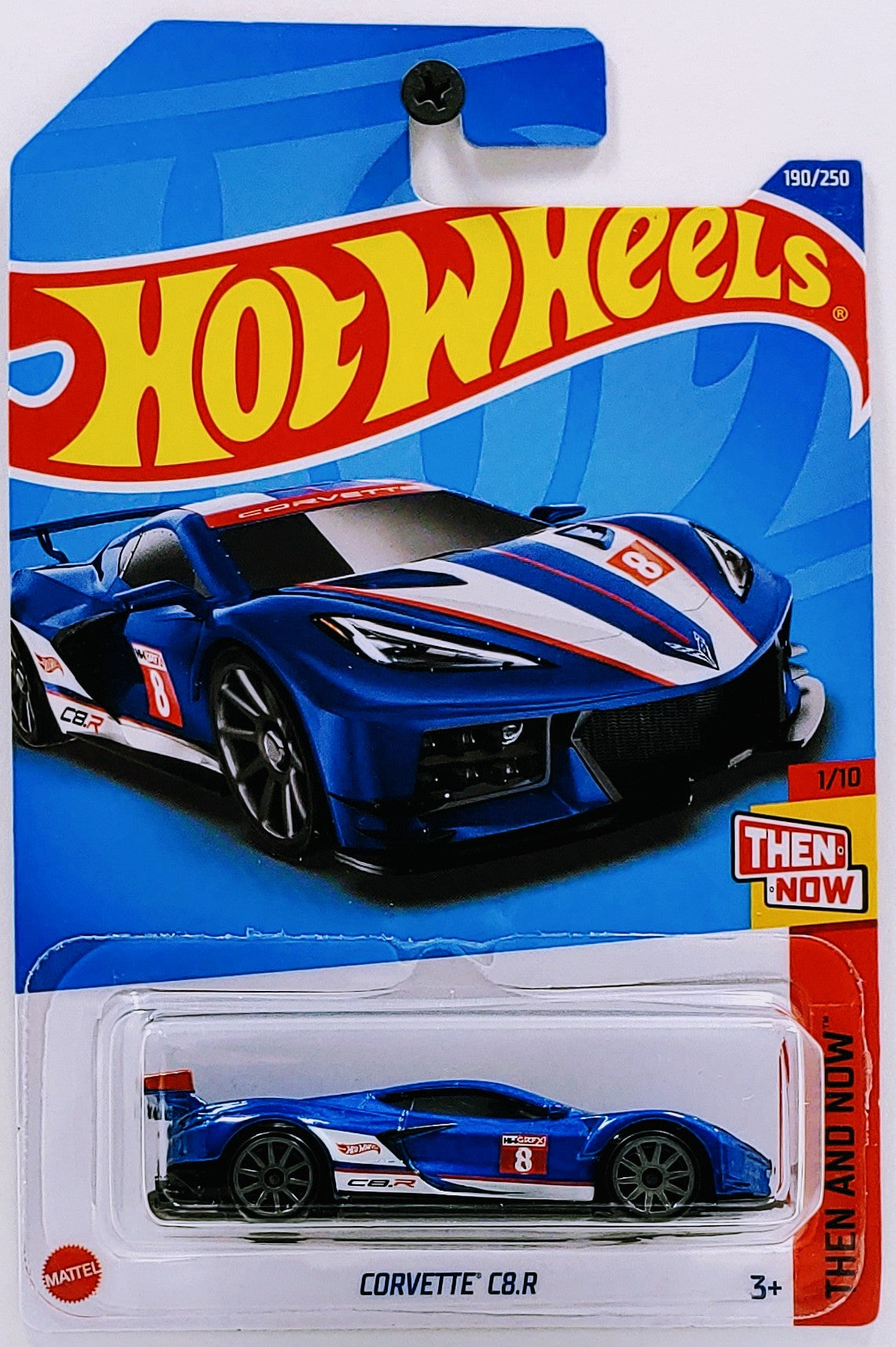 Hot Wheels 2022 - Collector # 190/250 - Then And Now 1/10 - Corvette C8.R - Blue - 10 Spokes - IC