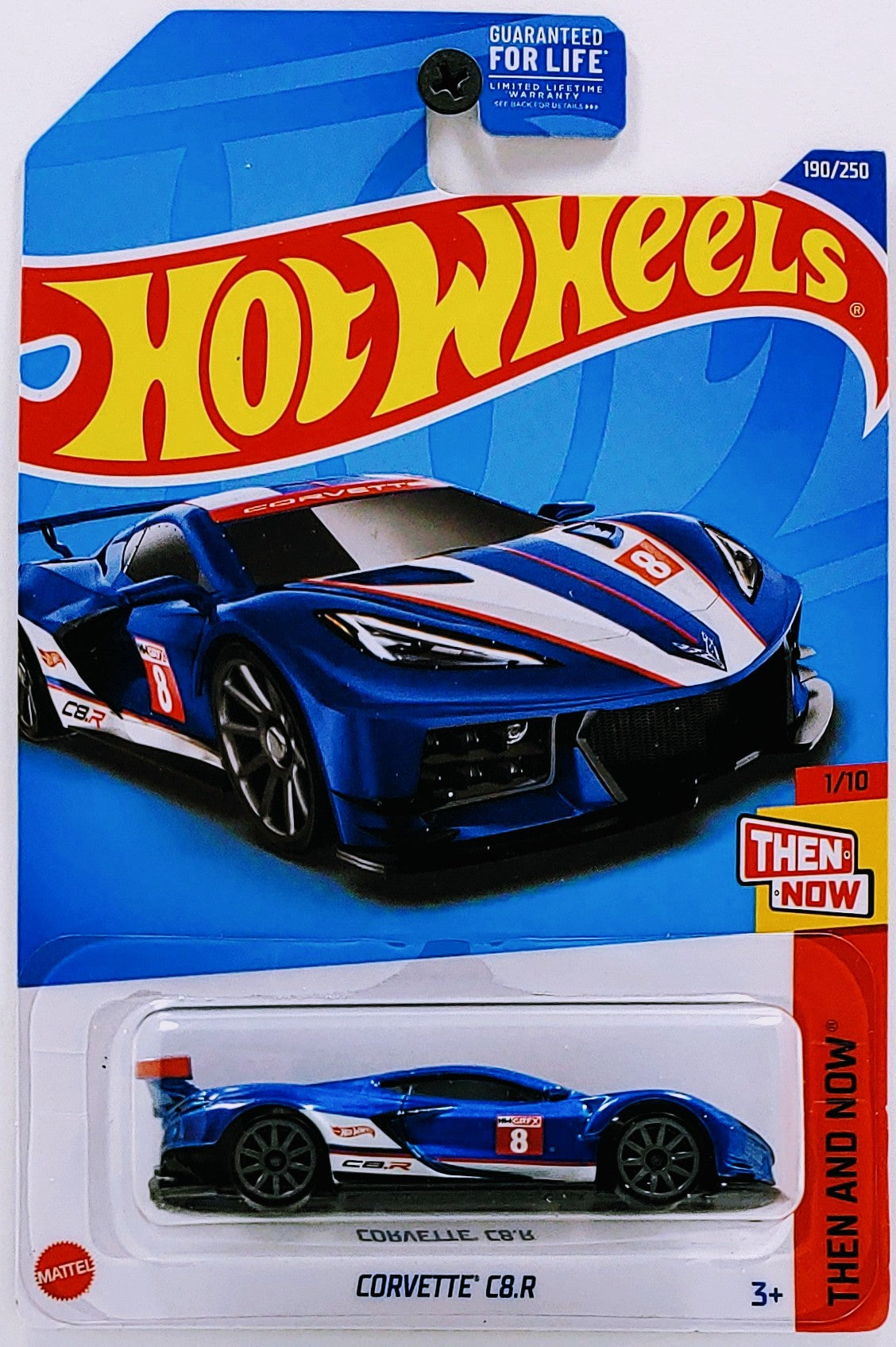 Hot Wheels 2022 - Collector # 190/250 - Then And Now 1/10 - Corvette C8.R - Blue - 10 Spokes
