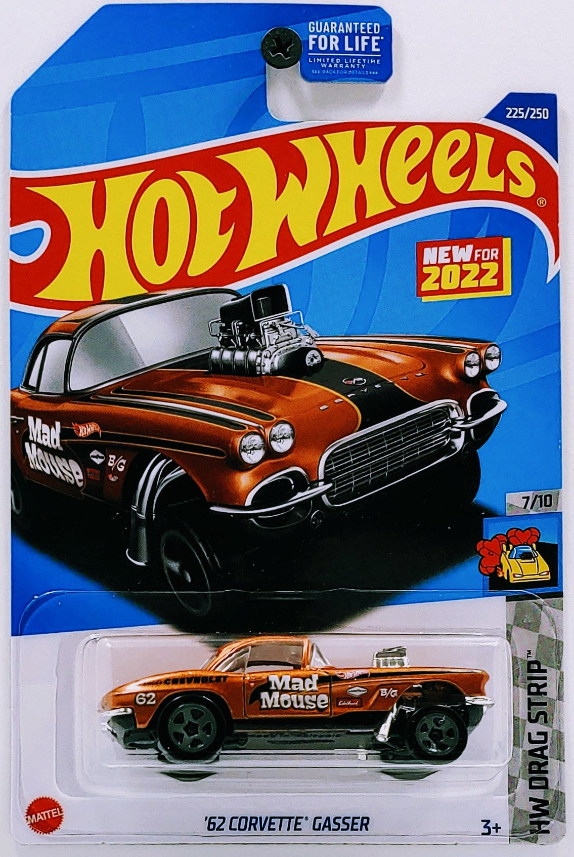 Hot Wheels 2022 - Collector # 225/250 - HW Drag Strip 7/10 - '62 Corvette Gasser - Metallic Brown - USA