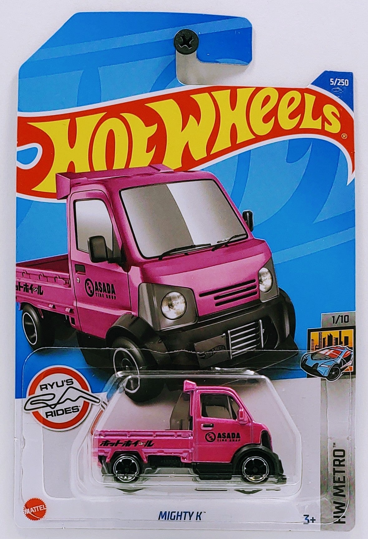 Hot Wheels 2022 - Collector # 005/250 - HW Metro 1/10 - New Models - Mighty K - Pink / 'Asada Tire Shop' - IC