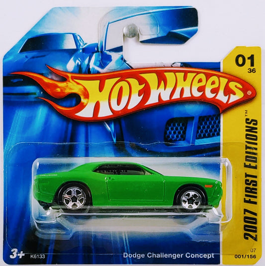 Hot Wheels 2007 - Collector # 001/156 - First Editions 01/36 - Dodge Challenger Concept - Green with 5sp - SC