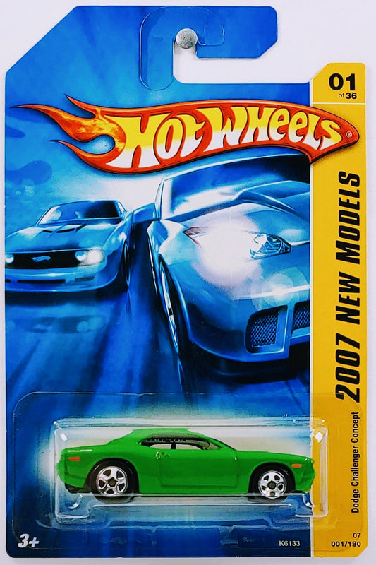 Hot Wheels 2007 - Collector # 001/180 - New Models 01/36 - Dodge Challenger Concept - Green - 5 Spokes - USA