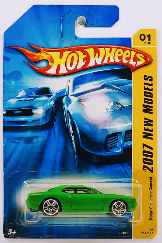 Hot Wheels 2007 - Collector # 001/180 - New Models 01/36 - Dodge Challenger Concept - Green - PR5 Wheels - USA