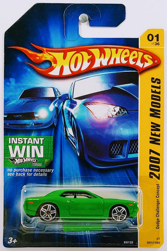 Hot Wheels 2007 - Collector # 001/180 - New Models 01/36 - Dodge Challenger Concept - Green - PR5 Wheels - USA 'Instant Win'