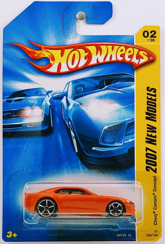 Hot Wheels 2007 - Collector # 002/180 - New Models 2/36 - Chevy Camaro Concept - Orange - Gray Base & Grille - KMart Exclusive - USA