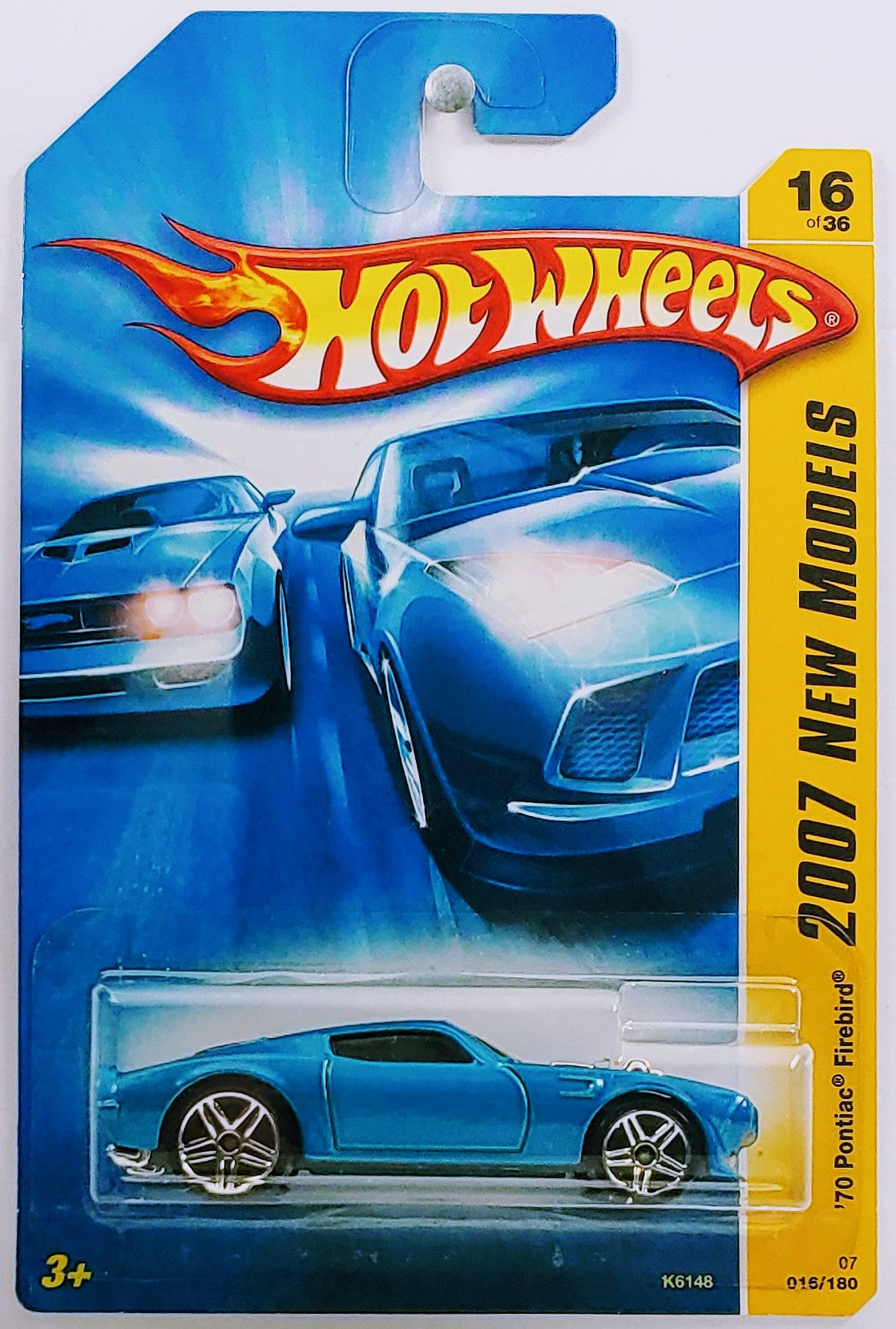Hot Wheels 2007 - Collector # 016/180 - New Models 16/36 - '70 Pontiac Firebird - Blue - 'Scum Bum' on Rear Spoiler - USA