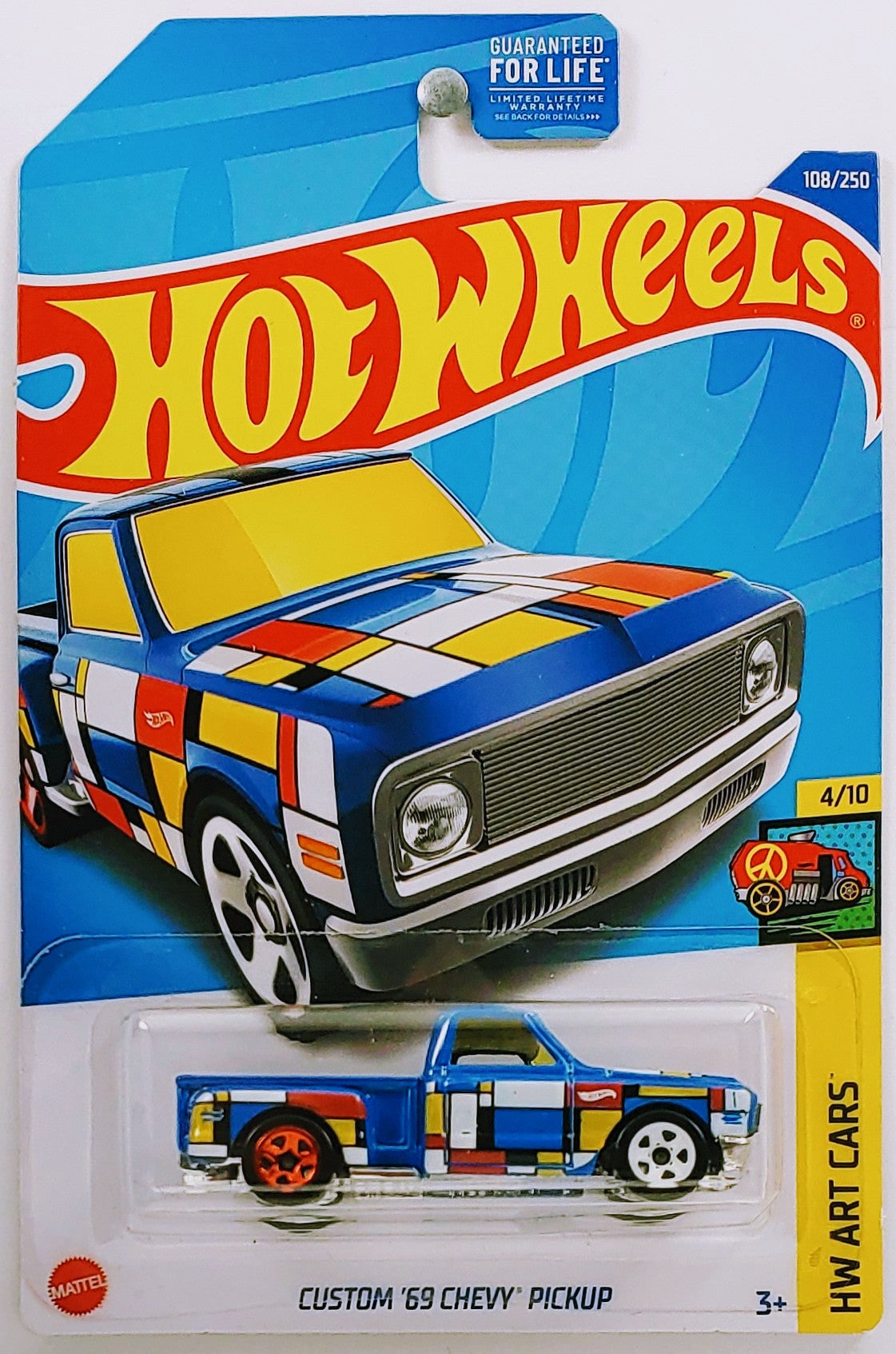 Hot Wheels 2022 - Collector # 108/250 - HW Art Cars 4/10 - '69 Chevy Pickup - Blue - USA