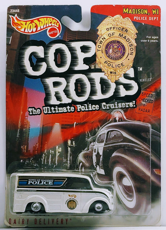 Hot Wheels 1999 - Cop Rods - Dairy Delivery - White / Madison, WI - Real Riders - KB Toys Exclusive