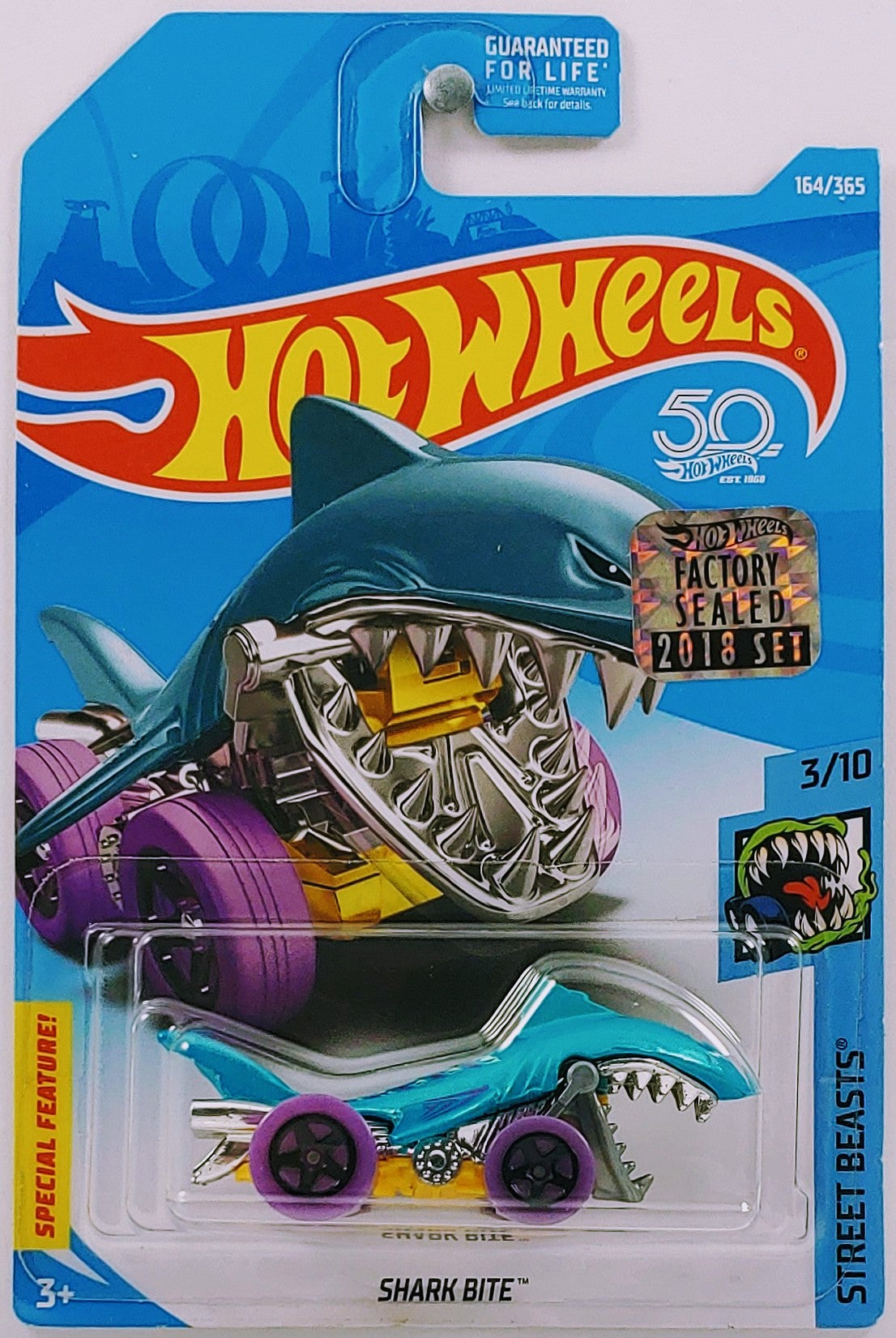 Hot Wheels 2018 - Collector # 164/365 - Street Beasts 3/10 - Shark Bite - Metallic Turquoise - FSC