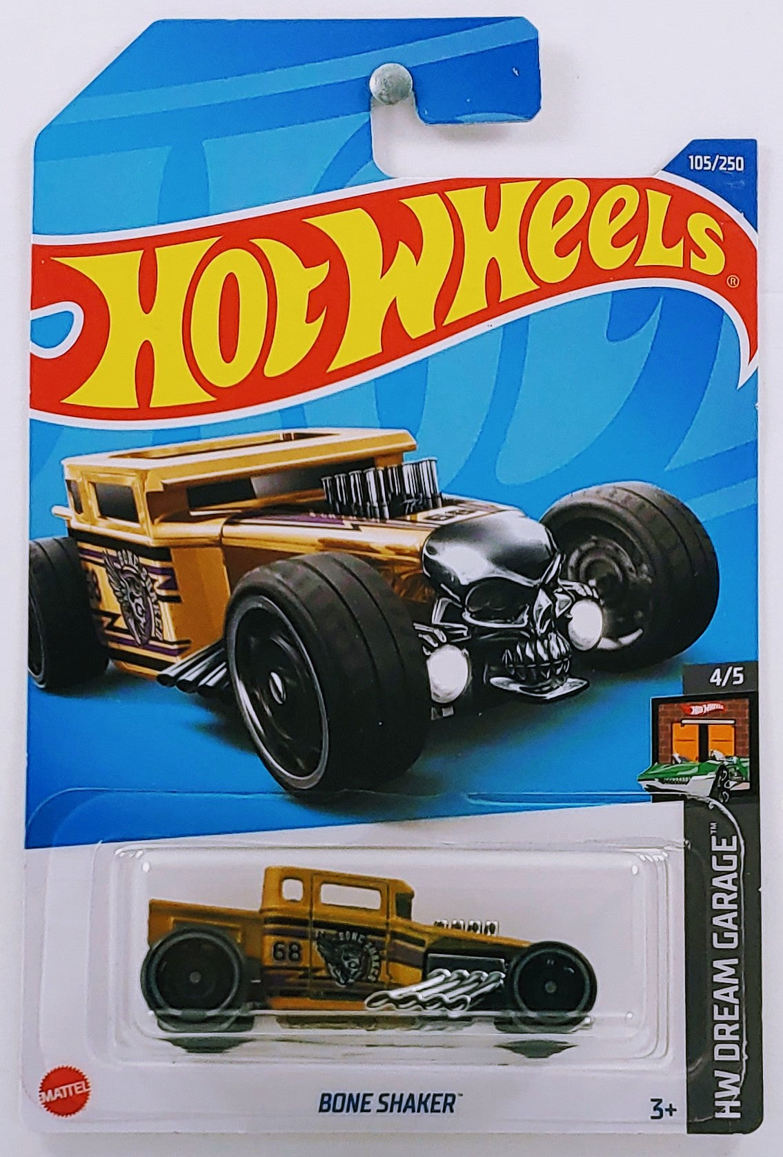 Hot Wheels 2022 - Collector # 105/250 - HW Dream Garage 4/5 - Bone Shaker - Gold - IC