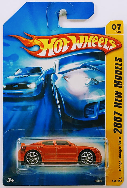 Hot Wheels 2007 - Collector # 007/180 - New Models 07/36 - Dodge Charger SRT8 - Metallic Orange - Orange Rear Wing - USA