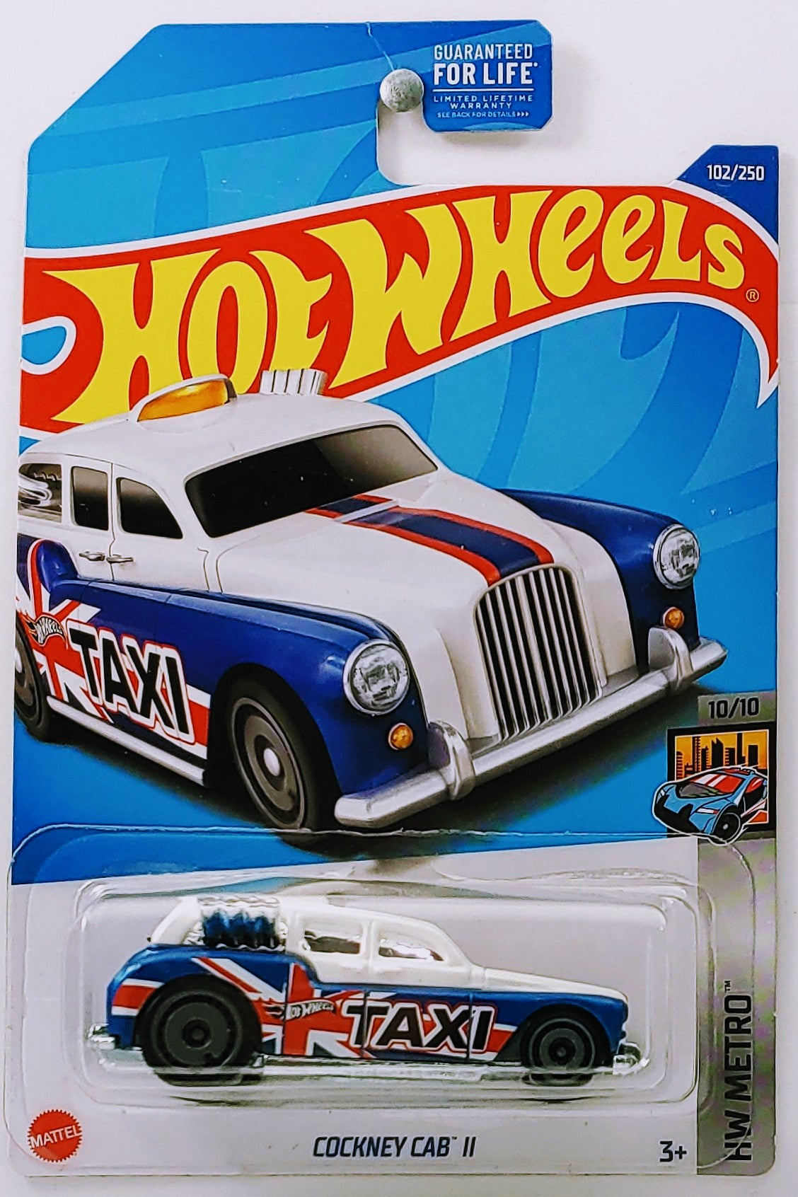 Hot Wheels 2022 - Collector # 102/250 - HW Metro 10/10 - Cockney Cab II - White / TAXI - USA