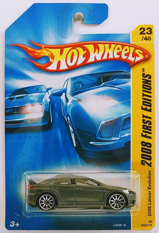 Hot Wheels 2008 - Collector # 023/172 - First Editions 23/40 - 2008 Lancer Evolution - Gray - 10 Spoke Wheels - IC