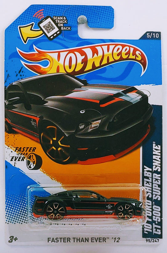 Hot Wheels 2012 - Collector # 095/247 - Faster Than Ever 5/10 - '10 Ford Shelby GT-500 Super Snake - Black - FTE2 Wheels - USA