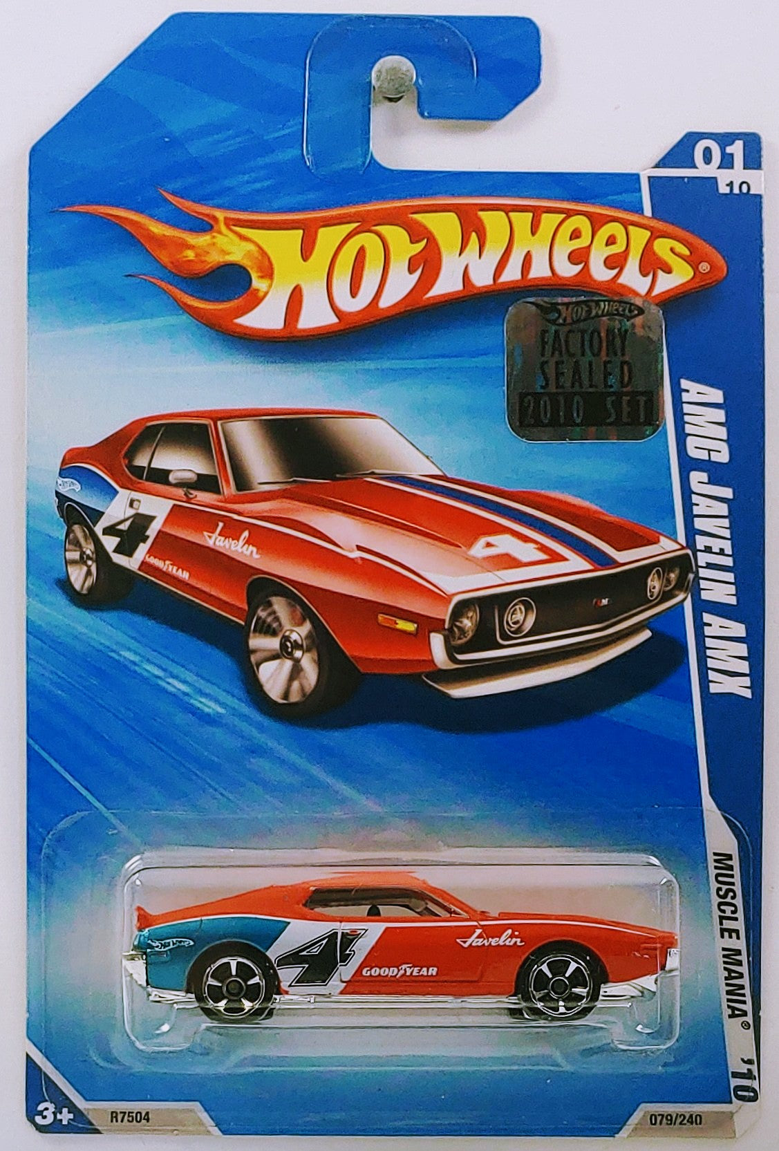 Hot Wheels 2010 - Collector # 079/240 - Muscle Mania 1/10 - AMC Javelin AMX - Red - FSC
