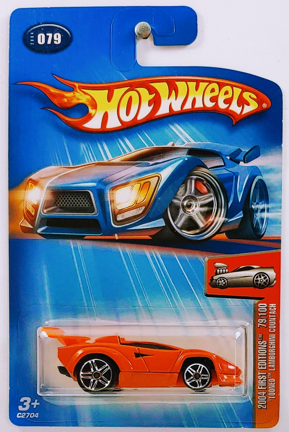 Hot Wheels 2004 - Collector # 079/212 - First Editions 79/100 - 'Tooned Lamborghini Countach - Orange - PR5 Wheels - USA