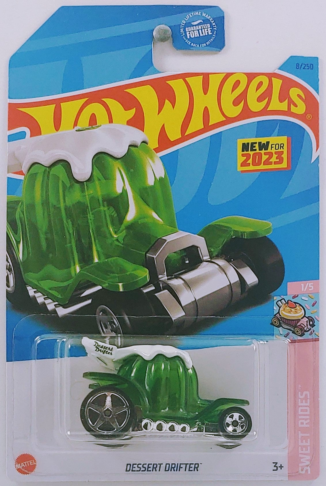 Hot Wheels 2023 - Collector # 008/250 - Sweet Rides 1/5 - New Models - Dessert Drifter - Transparent Green - USA