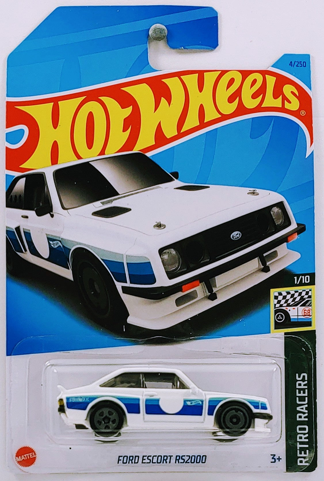 Hot Wheels 2023 - Collector # 004/250 - Retro Racers 1/10 - New Models - Ford Escort RS2000 - White - IC