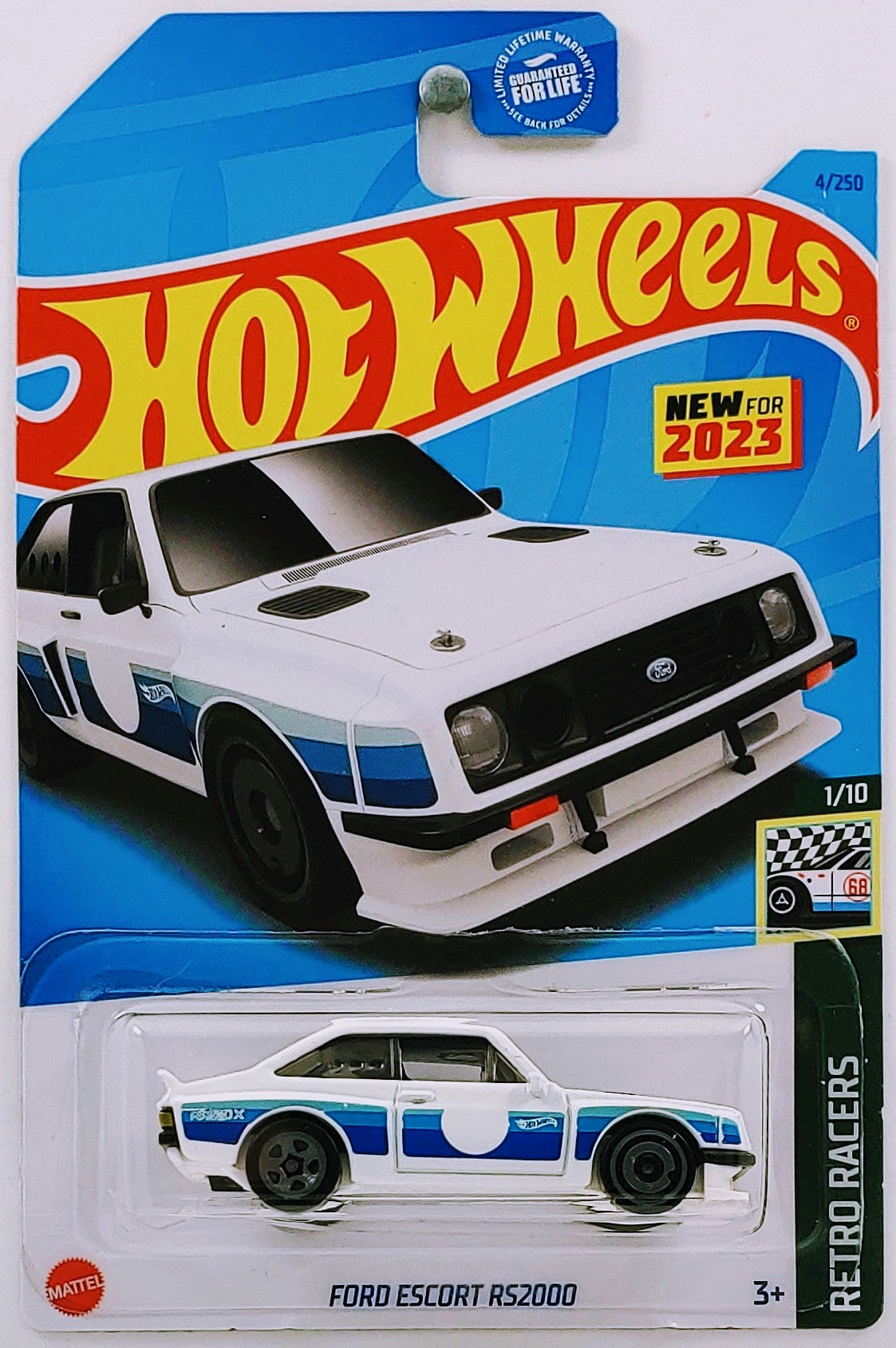 Hot Wheels 2023 - Collector # 004/250 - Retro Racers 1/10 - New Models - Ford Escort RS2000 - White - USA