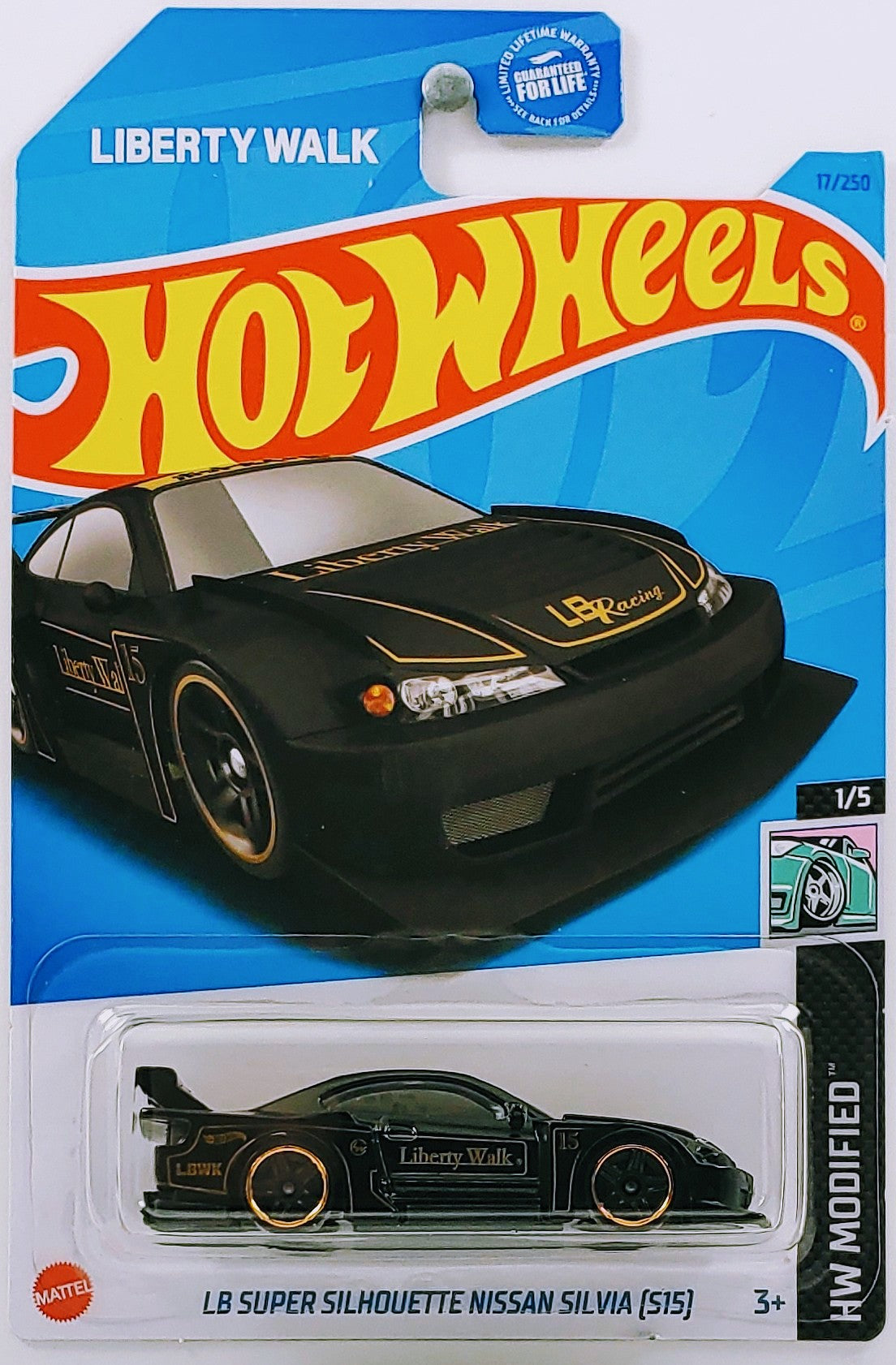 Hot Wheels 2023 - Collector # 017/250 - HW Modified 1/5 - LB Super Silhouette Nissan Silvia (S15) - Black - USA