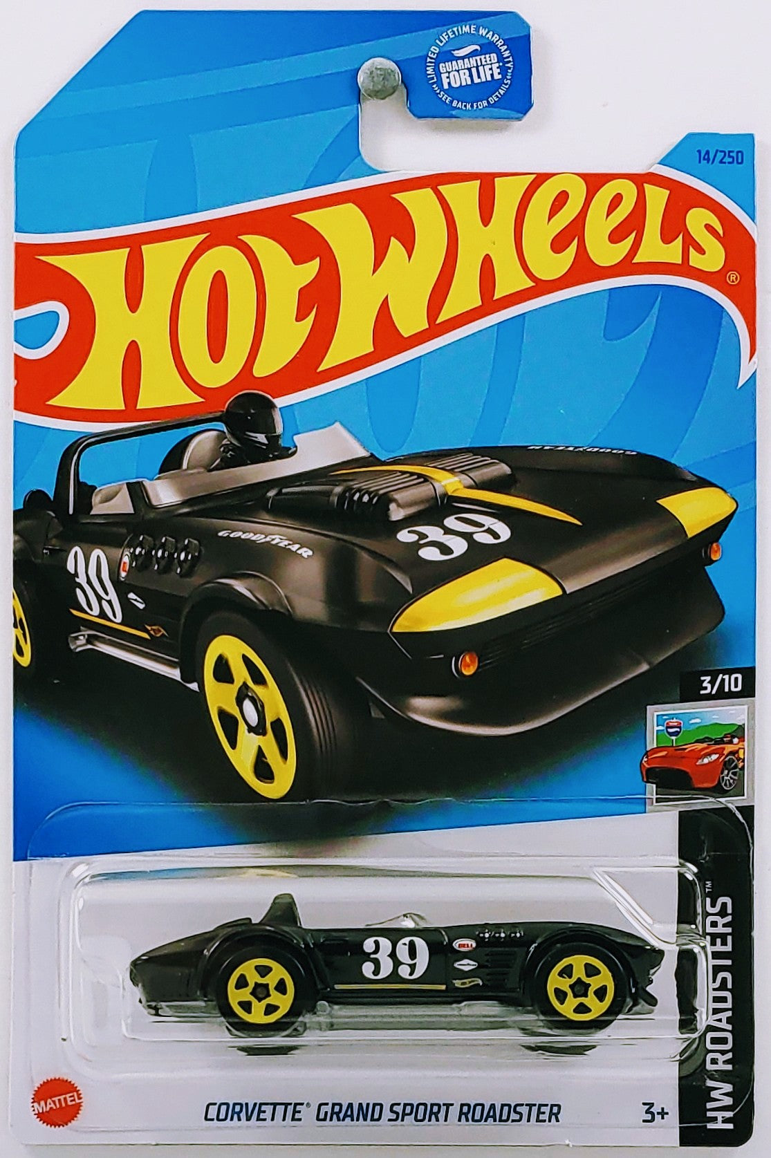 Hot Wheels 2023 - Collector # 014/250 - HW Roadsters 3/10 - Corvette Grand Sport Roadster - Black / #39 - USA